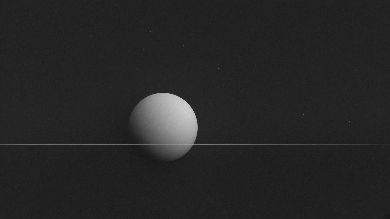 A pale planet on a thin horizon.
